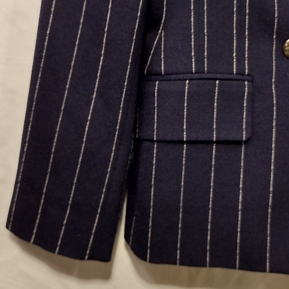 Vintage Jones New York Double Breasted Wool Blazer Women's 8 Blue Strips Preppy - Picture 4 of 11